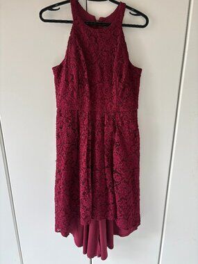 Le Chateau - Burgundy Lace Halter Dress